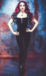 N1289 Necessary Evil Gothic Velvet Venus Skinny Jumpsuit