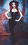 N1289 Necessary Evil Gothic Velvet Venus Skinny Jumpsuit
