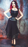 Necessary Evil Lucina Mesh and Leatherette Midi Skirt
