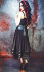 Necessary Evil Lucina Mesh and Leatherette Midi Skirt