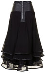 Necessary Evil Lucina Mesh and Leatherette Midi Skirt